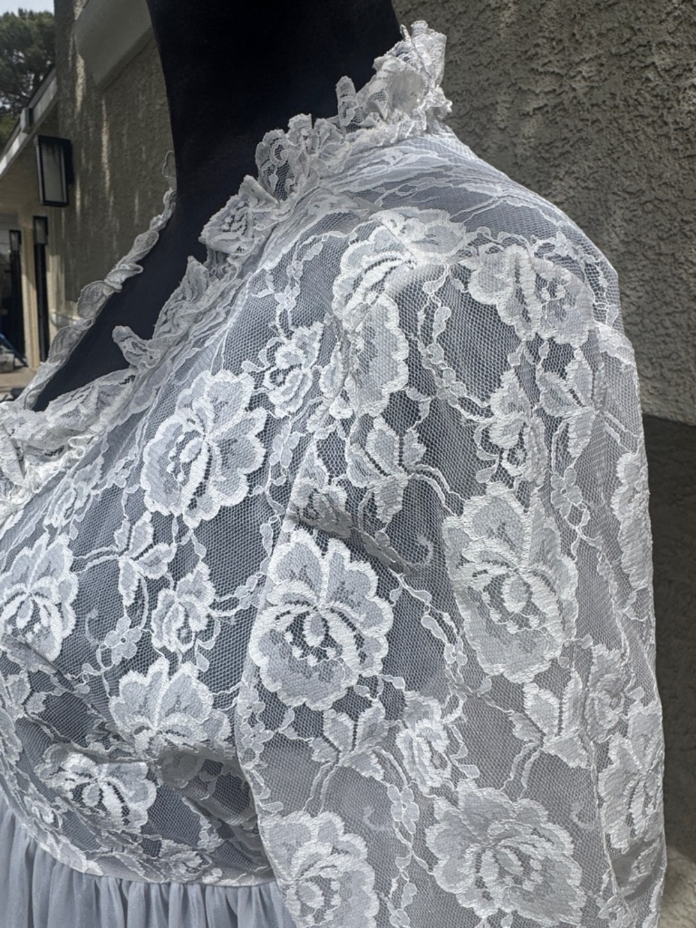 Vintage Teri-She White Lace Robe Duster | Sheer Bridal Lingerie | Romantic - Picture 5 of 10